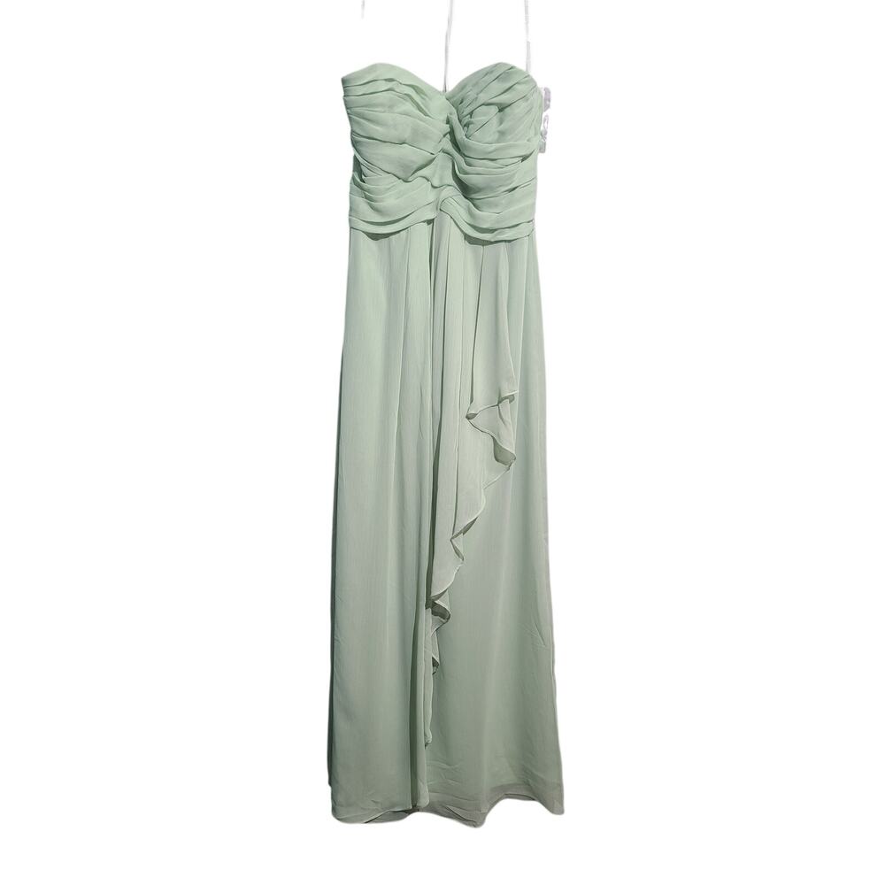 David's Bridal Crinkle Chiffon Dress with Cascade Skirt NWT - Picture 2 of 5
